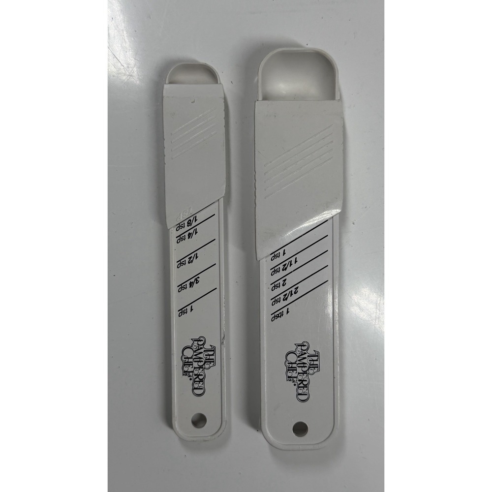 Retired 2 Pampered Chef Adjustable Measuring Spoons 1/8 tsp up to 1 Tbsp